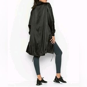 VICTORIA'S SECRET Long Full-Zip Snap Front Tie Hem Bomber Jacket Black XS